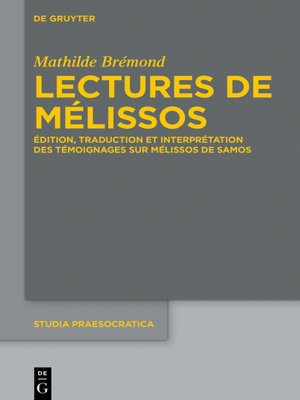 cover image of Lectures de Mélissos